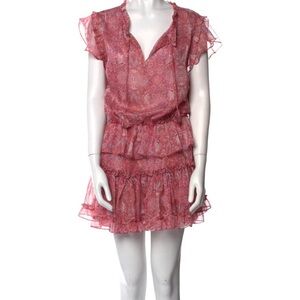 Misa Los Angeles Pink Ruffle Mini Dress